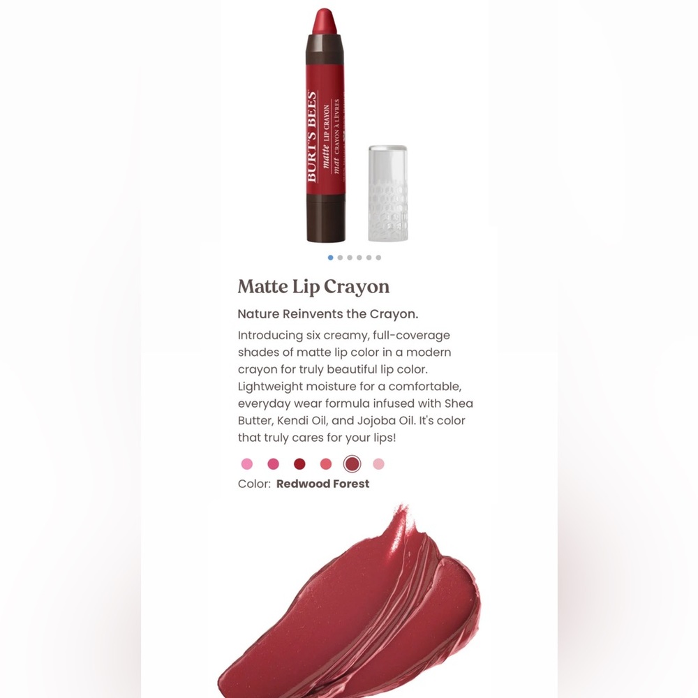 Burt's Bees Lip Crayon Choose Shade: Redwood Forest / Hawaiian Smolder / Sedona - Picture 2 of 8